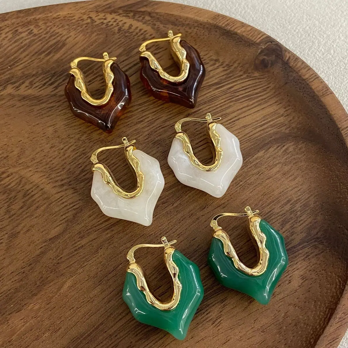 Two-Tone Oval Enamel Earrings (shot-2)