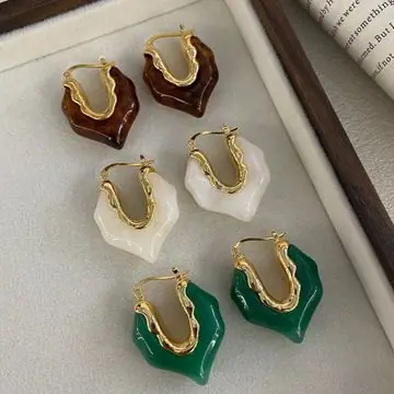 Two-Tone Oval Enamel Earrings — view 3