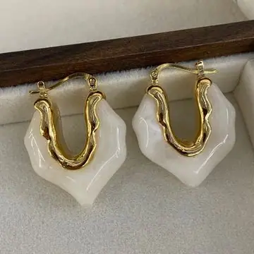 Two-Tone Oval Enamel Earrings — view 4