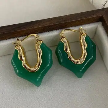 Two-Tone Oval Enamel Earrings — view 5