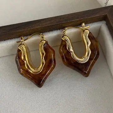 Two-Tone Oval Enamel Earrings — view 6