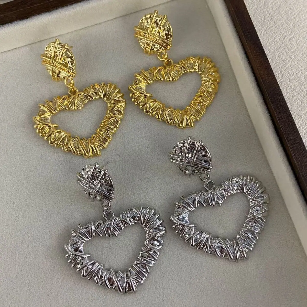 Two-Tone Pave Heart Earrings (shot-3)