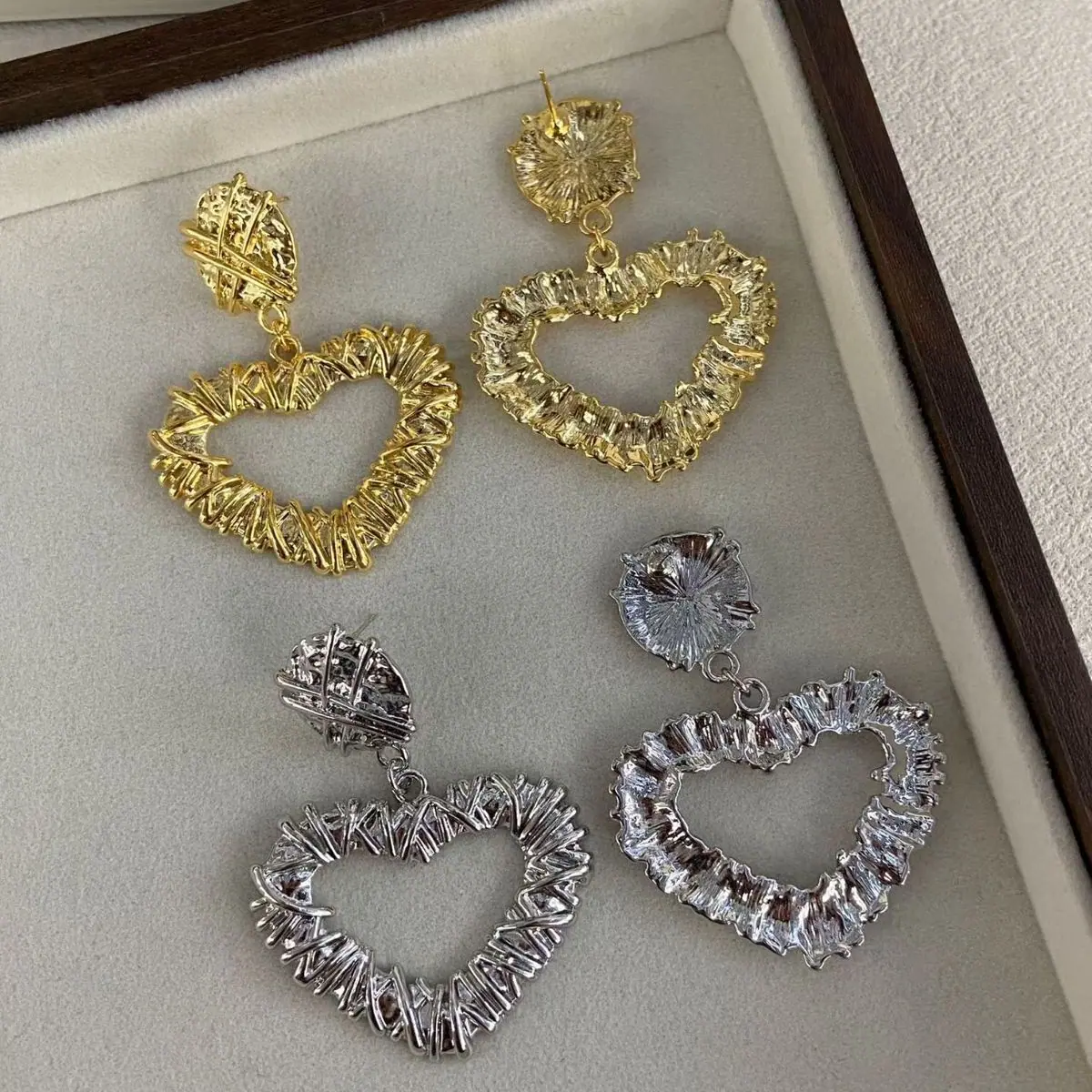 Two-Tone Pave Heart Earrings (shot-4)