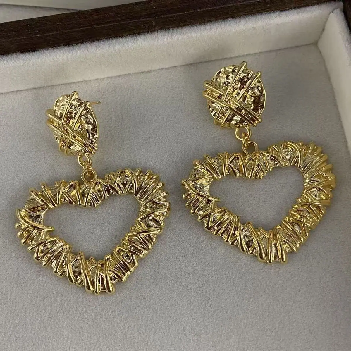 Two-Tone Pave Heart Earrings (shot-5)