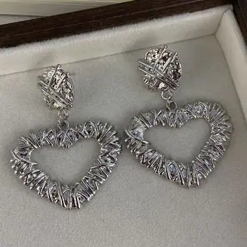 Two-Tone Pave Heart Earrings — view 6