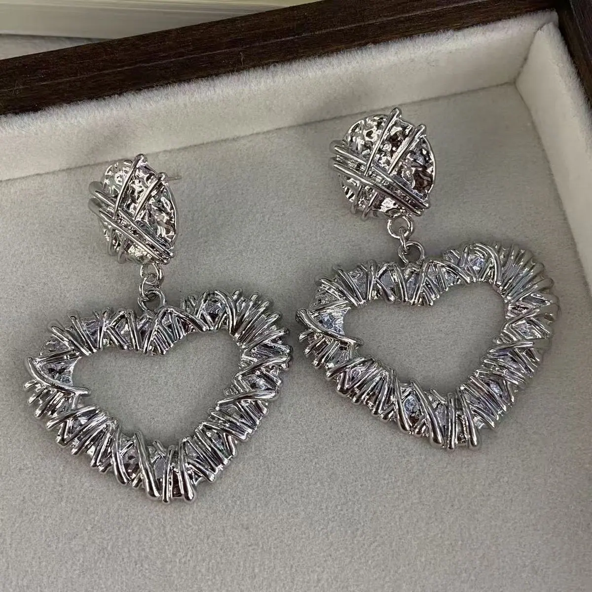 Two-Tone Pave Heart Earrings (shot-6)