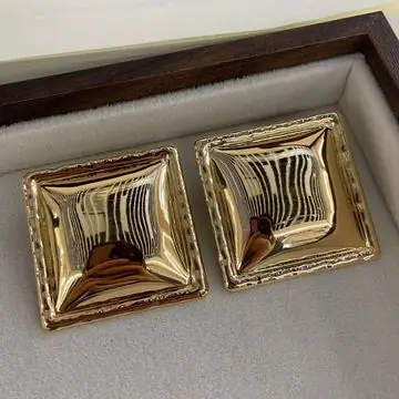 Two-Tone Puffed Square Earrings — view 7