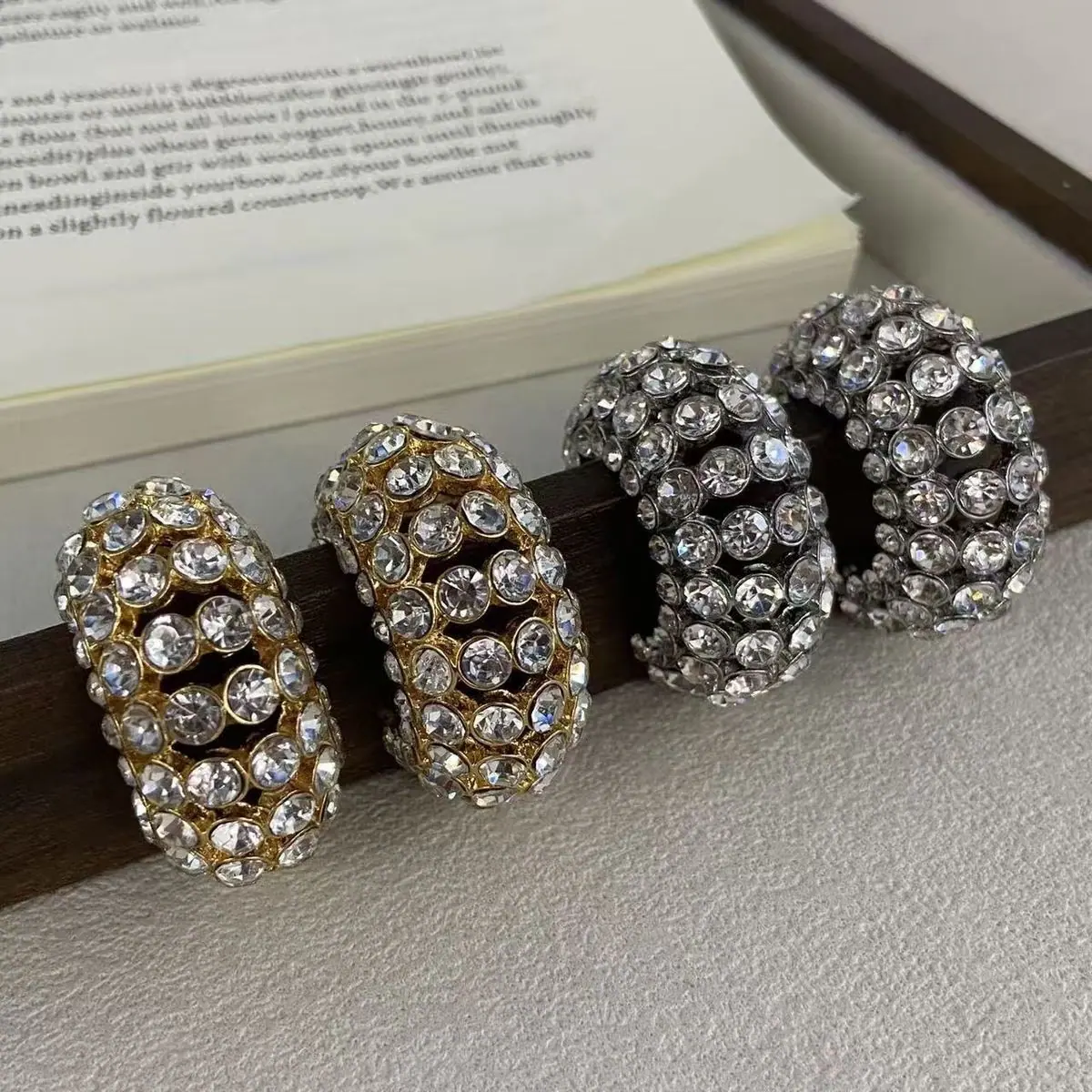 Two-Tone Rhinestone Cuff Bracelet