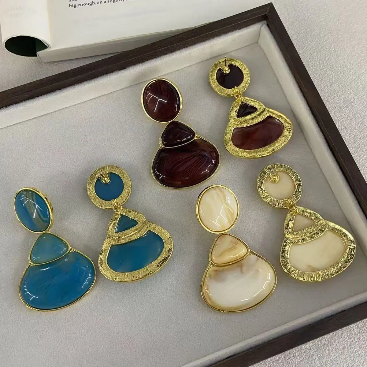 Two-Tone Round Disc Drop Earrings (shot-2)