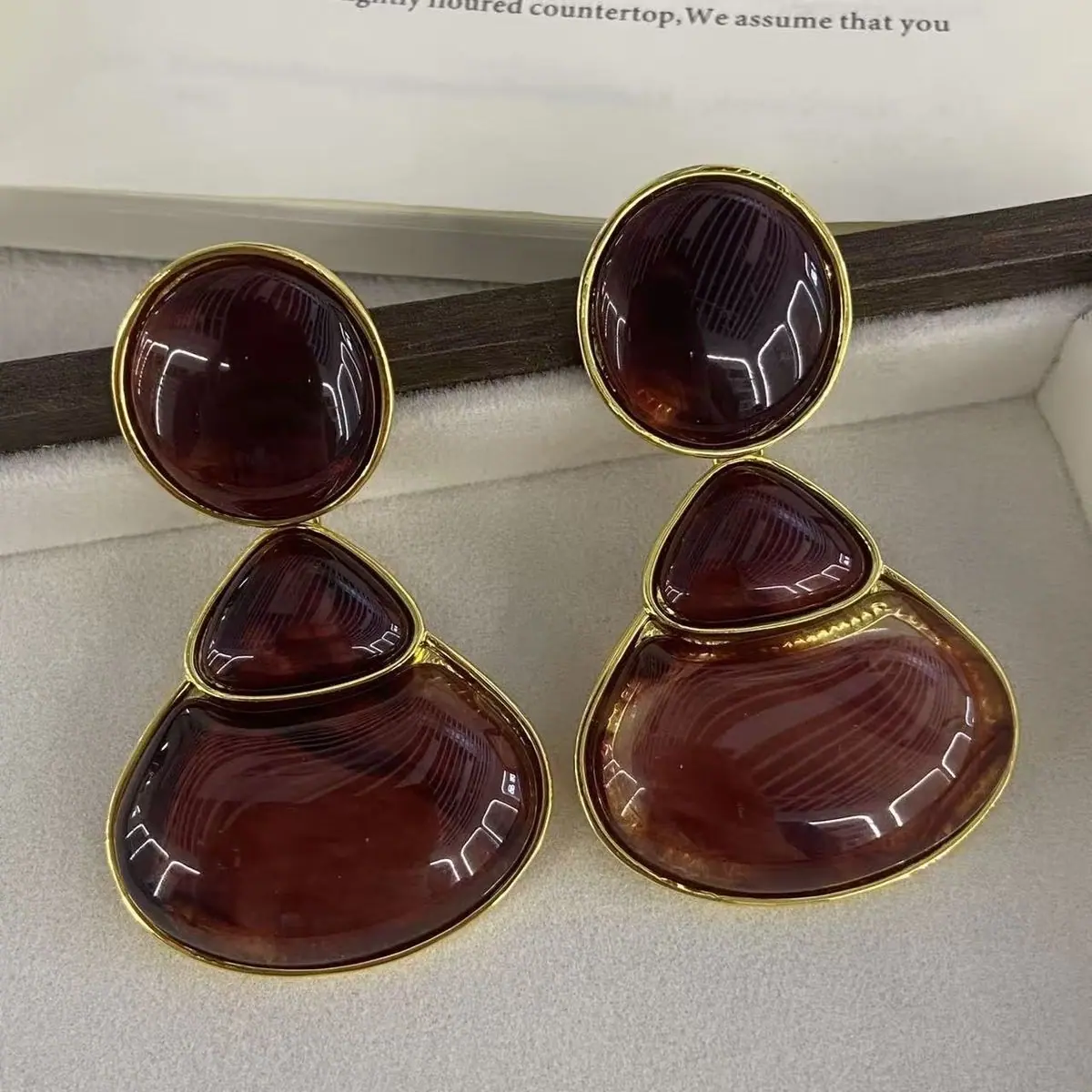 Two-Tone Round Disc Drop Earrings (shot-7)