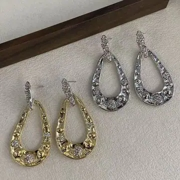 Two-Tone Teardrop Crystal Earrings — main view