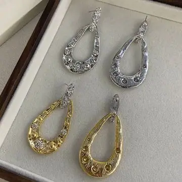 Two-Tone Teardrop Crystal Earrings — view 3