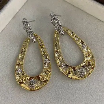 Two-Tone Teardrop Crystal Earrings — view 4