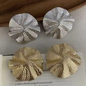 Two-Tone Textured Cup Stud Earrings — main view