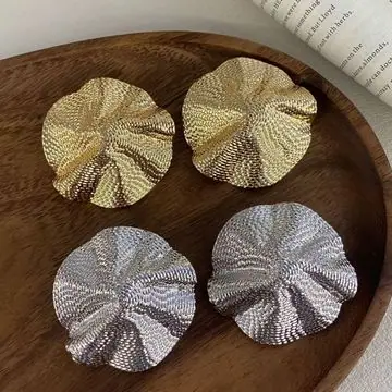 Two-Tone Textured Cup Stud Earrings — view 3