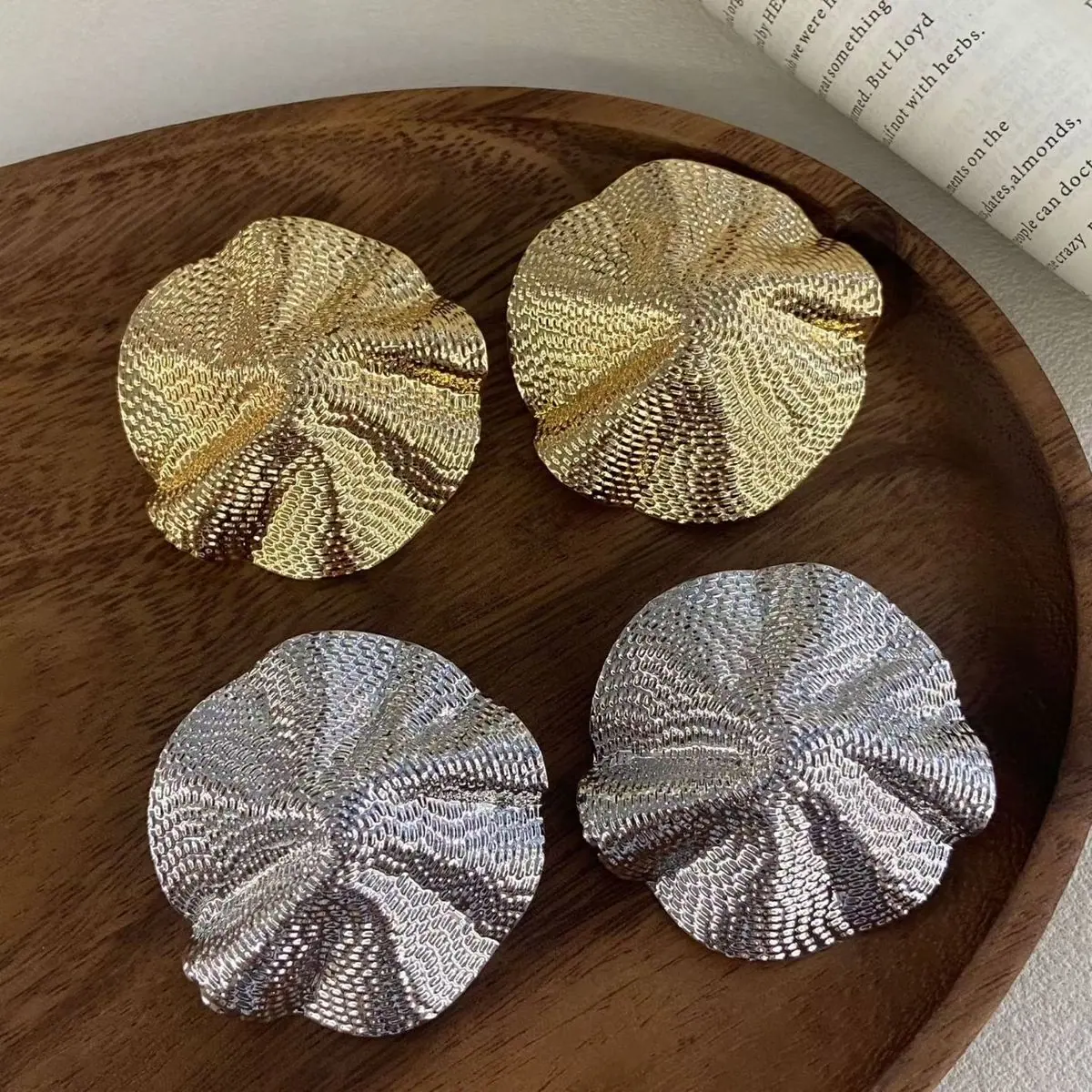 Two-Tone Textured Cup Stud Earrings (shot-3)