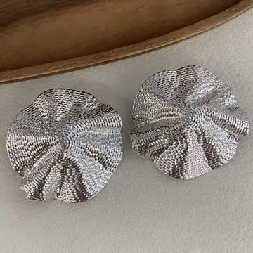 Two-Tone Textured Cup Stud Earrings — view 5