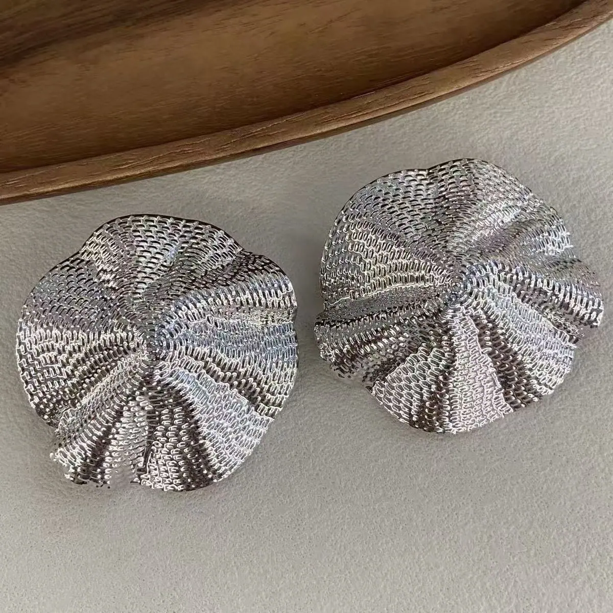 Two-Tone Textured Cup Stud Earrings (shot-4)