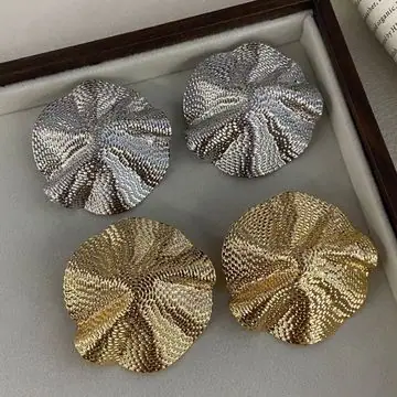 Two-Tone Textured Cup Stud Earrings — view 6
