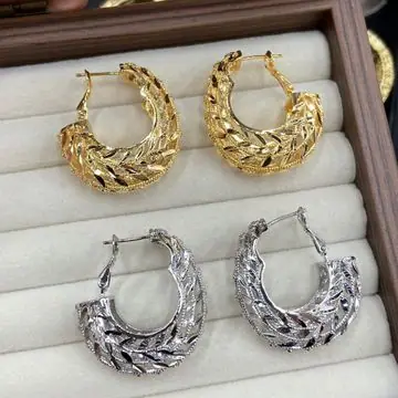 Two-Tone Textured Hoop Earrings — main view