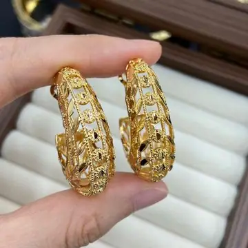 Two-Tone Textured Hoop Earrings — view 6