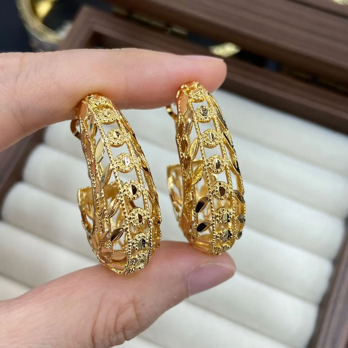 Two-Tone Textured Hoop Earrings (shot-6)
