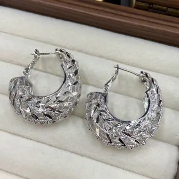 Two-Tone Textured Hoop Earrings — view 7