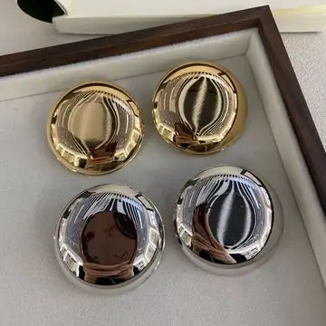 Two-Tone Wavy Disc Earrings — view 4