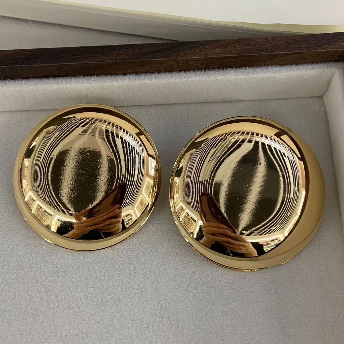 Two-Tone Wavy Disc Earrings (shot-5)