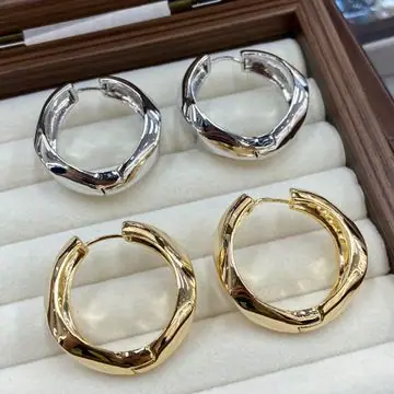 Two-Tone Wide Hoop Earrings — main view