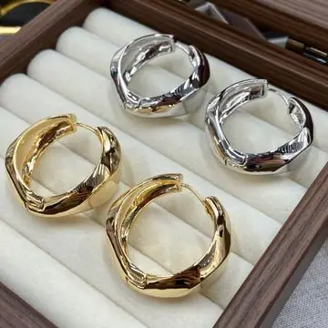 Two-Tone Wide Hoop Earrings — view 2