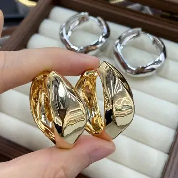 Two-Tone Wide Hoop Earrings — view 3