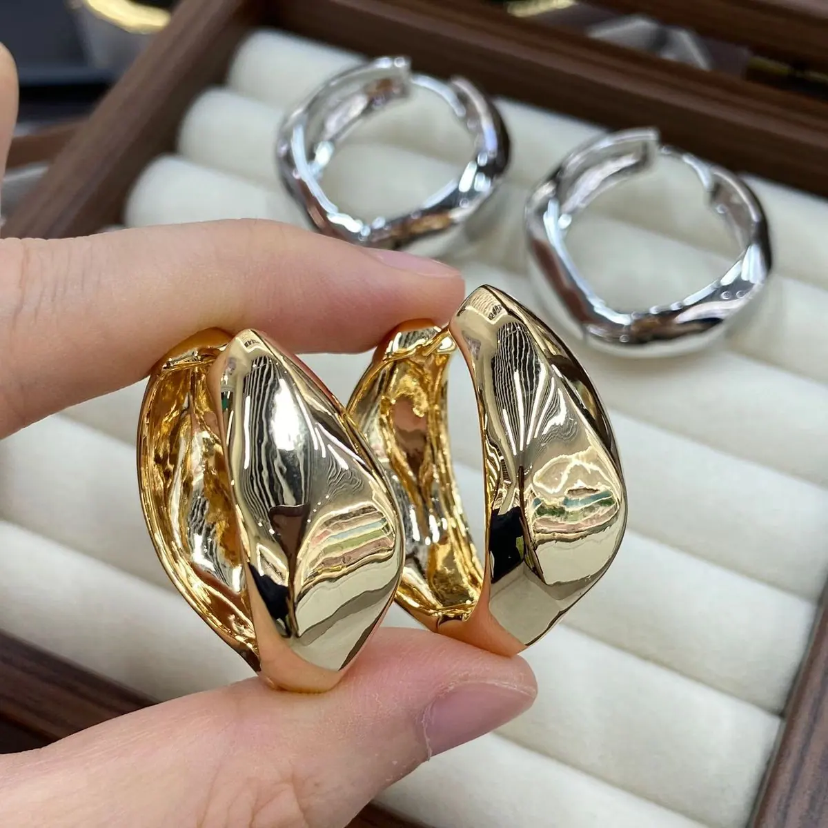 Two-Tone Wide Hoop Earrings (shot-3)