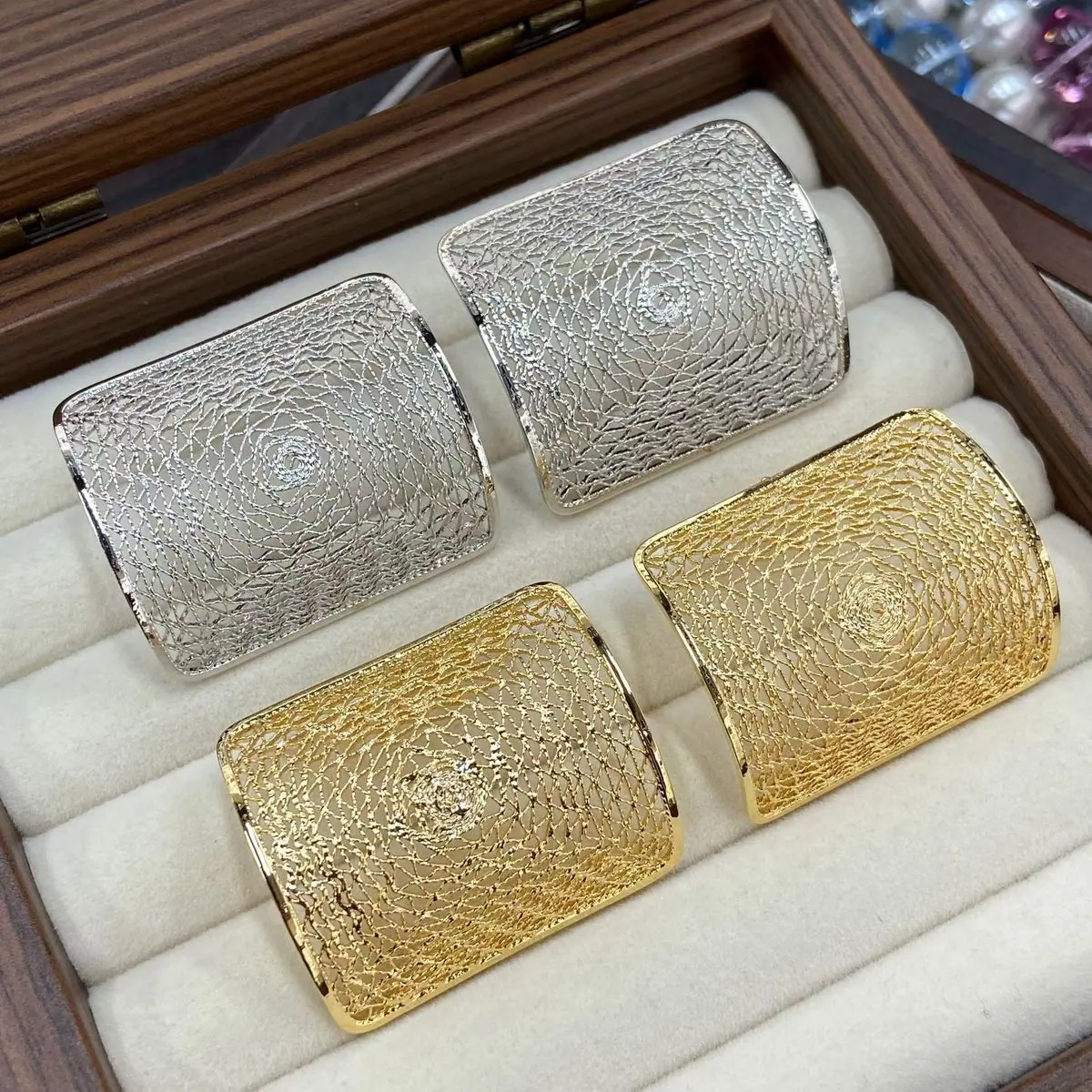 Two-Tone Wide Mesh Cuff Bracelet (shot-2)
