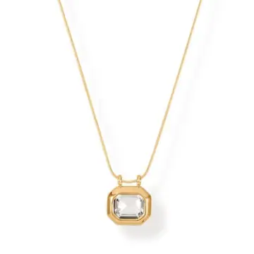 White Zircon Square Pendant Necklace — main view